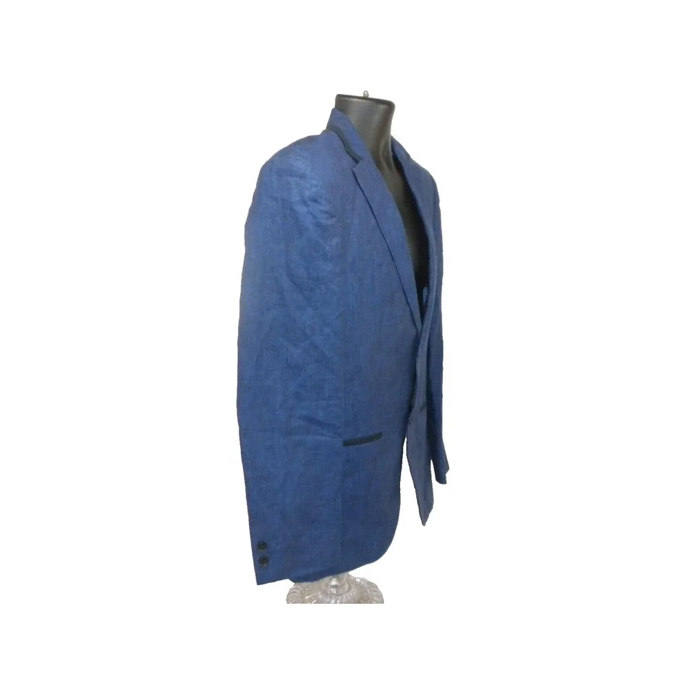 Savile‎ Row Sport Coat 36R Blue Linen 2 Button Dual Vent Lined Blazer Jacket